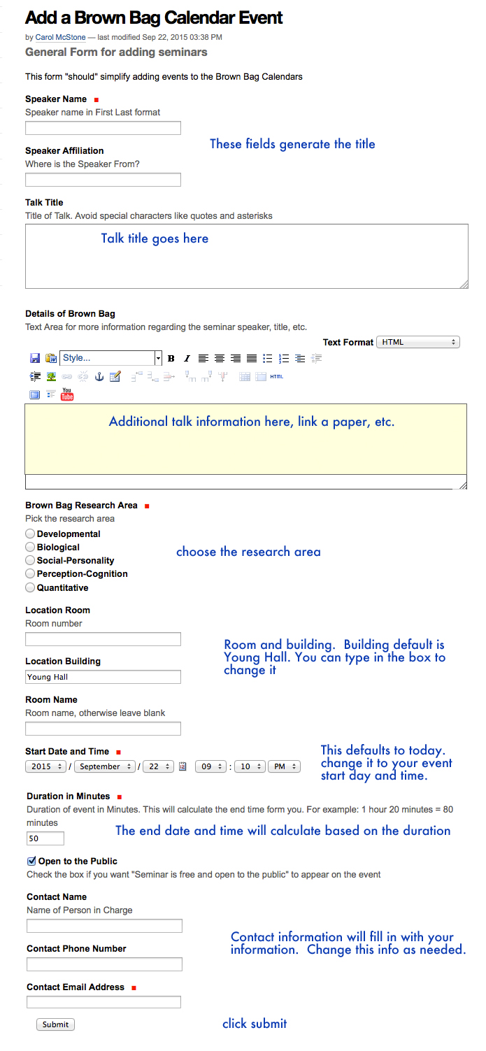 Brown Bag Event Form