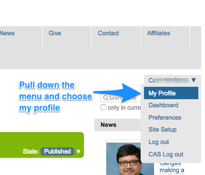 My Profile button