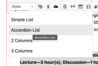 selecting accordion style